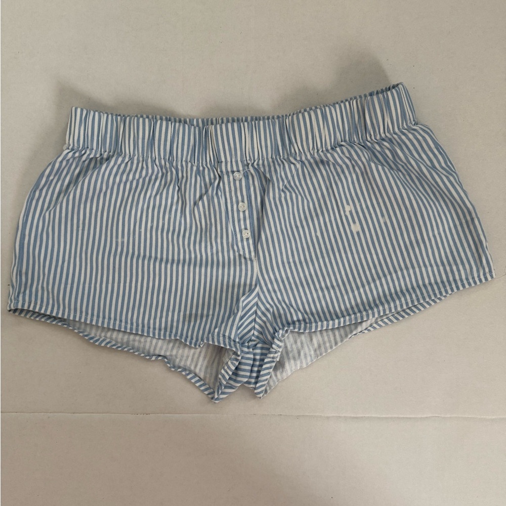 Mighty Fine Blue and White High Waist Shorts